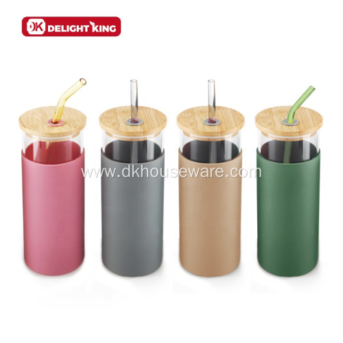 Car Travel Mug Glass Water Bottle with Straw